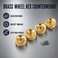 Adaptateur hexagonal en laiton pour roue, contrepoids 7 mm, lot de 4 pièces, pièces de mise à niveau pour voiture RC, compatible avec moyeu de voiture RC Crawler 1/24
