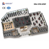 Ensemble d'équipements de gym commercial certifié CE ISO de 350 m² : Tapis de course, Presse pectorale, Lat Pulldown, Presse à jambes