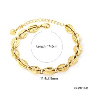Nueva Pulsera de Cadena de Acero Inoxidable Chapada en Oro PVD de 18k, Joyería de Moda para Mujer, Pulsera de Playa con Forma de Concha Hueca - Product Image 3
