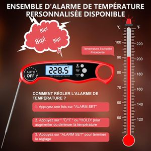 3 in 1 Digital Meat <b>Thermometer</b>, Instant Read Food <b>Thermometer</b> with 2 Detachable Wired Probe for Grilling, Cooking, BBQ - Product Image 4