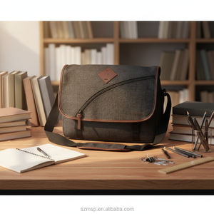 Sac bandoulière messager vintage en jean <span class=keywords><strong>bleu</strong></span> <span class=keywords><strong>marine</strong></span> imperméable pour <span class=keywords><strong>homme</strong></span>, idéal pour la randonnée en extérieur, confortable, avec fermeture éclair diagonale et rabat, design logo - Product Image 5