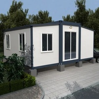 Maison modulaire préfabriquée extensible à double aile à déploiement rapide de 20 pieds, 2 chambres, résidence complète type « Granny Flat »