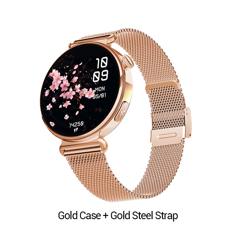 Boîtier doré + bracelet en acier doré