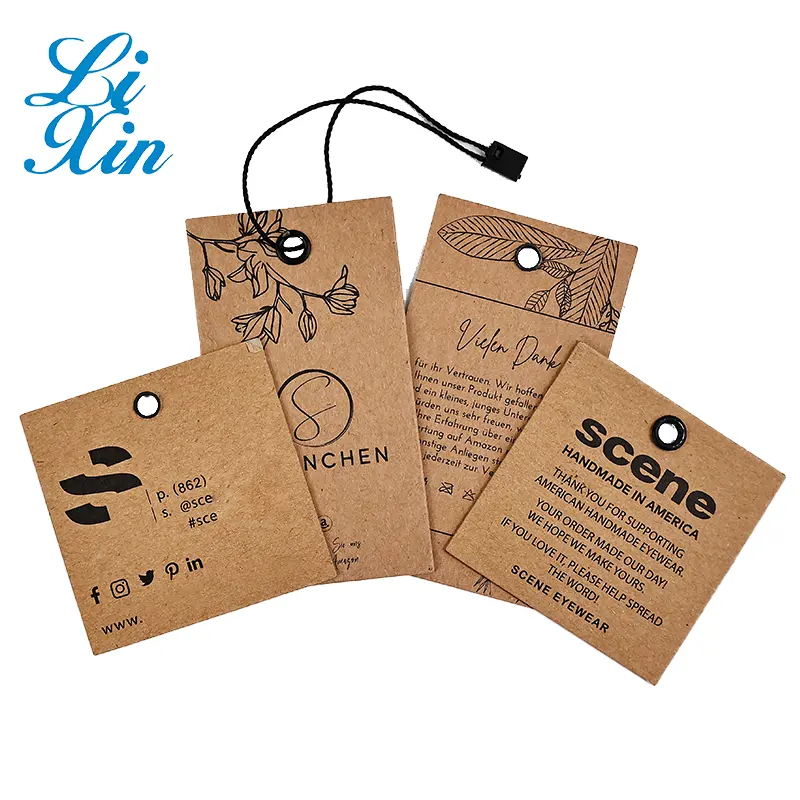 Custom printed swing tags luxury kraft hang tag label for clothes Thick garment label tags