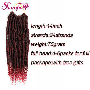 Extensions de <span class=keywords><strong>cheveux</strong></span> synthétiques pré-torsadées <span class=keywords><strong>pour</strong></span> tresses au crochet, Bomb Twists pré-bouclées <span class=keywords><strong>pour</strong></span> Spring Passion Twist - Product Image 2
