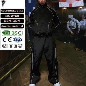 Custom OEM Windbreaker Set Jogger Nylon Windbreaker Reflective Tracksuit for Men - Product Image 1