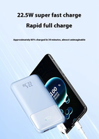 Nouvelle batterie externe portable à charge rapide bidirectionnelle Type-C avec logo personnalisé, charge rapide 22,5 W, 10000 mAh, 2 câbles intégrés