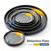 Assiettes plates créatives en mélamine, peintes sous glaçure, style occidental, en plastique