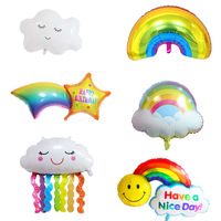 Ballons en aluminium motif Soleil, Nuage, Arc-en-ciel, Étoile filante, Visage souriant pour Baby Shower, Décoration d'anniversaire, Révélation du sexe, Fête de la Saint-Valentin, Jouet de fête