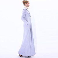 Abaya d'hiver épaisse pour femmes musulmanes en tissu suédé pur, fermeture à un bouton sur le devant, col rabattu, 2 poches latérales