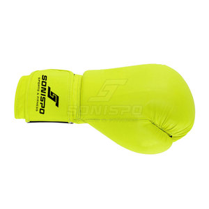 SONISPO Boxing Gloves PU Leather Training Gloves <b>Velcro</b> Closure Adjustable Wrist <b>Strap</b> Adult Men's Green - Product Image 5