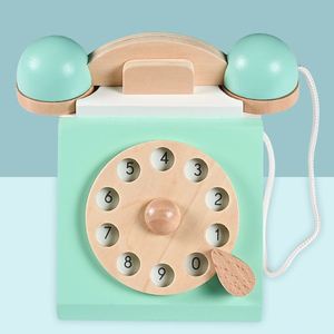 Children Teaching Aids Game Pretend Play Kids Interactive <b>Toy</b> Realistic Antique Classic Wooden <b>Telephone</b> - Product Image 4