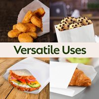 Sac en papier écologique, résistant à la graisse, blanc, pour emporter des biscuits, des beignets, des frites, des hamburgers, emballage alimentaire recyclable avec fond pointu