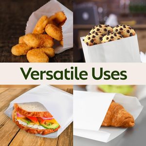 Bolsa de Papel Ecológica Resistente a <span class=keywords><strong>la</strong></span> Grasa para Llevar Galletas, Donuts, Papas Fritas, Hamburguesas y Otros Alimentos, con Fondo Puntiagudo y Reciclable - Product Image 4