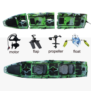 Kayak modulaire tandem à pédales en HDPE de 14 pieds, 3 sections, avec moteur électrique, pour 2 personnes, double, pour la navigation en lac, en mer, la pêche, canoë en plastique - Product Image 6