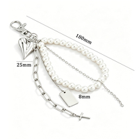 Chaîne de pantalon en perles de haute qualité avec pendentif cœur punk et croix, chaîne de jean, porte-clés pour hommes et femmes