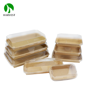 Eco descartável sustentável kraft papel <span class=keywords><strong>sushi</strong></span> bandeja reciclável alimento papel recipiente com PE/PLA revestimento - Product Image 6