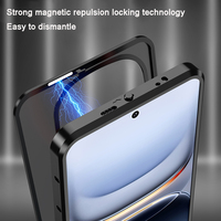 Coque de protection magnétique élastique en métal pour vivo IQOO 13 5G 6.82" avec protection d'objectif en PC dépoli transparent et coque arrière