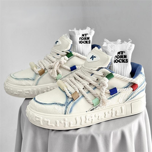 Zapatos Casuales de Skate para Hombre 2025, Cómodos, de Lona y Cuero, Estilo Casual para Caminar, con Cordones, Suela Plana de PU y EVA, Zapatos Deportivos - Product Image 2