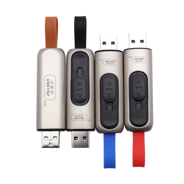 Metal Push and Pull Leather USB Flash Drive 2.0 3.0 Promo Gift Full Capacity Memory USB Stick 128MB 128GB New Model Pendrive