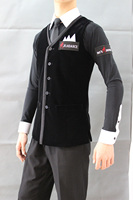 Costume de danse de salon noir coupe ajustée pour homme Tango latin Costume sur mesure