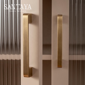 Maniglia in ottone bronzo Santaya <span class=keywords><strong>per</strong></span> mobili, armadi, ante, cassetti, pomello, tirante <span class=keywords><strong>per</strong></span> mobili da cucina, maniglia lunga minimalista antica <span class=keywords><strong>per</strong></span> armadietti - Product Image 5