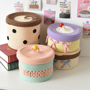 Factory Hot Sale Hand Woven Cotton Rope Baby Tote <b>Basket</b> Organizing Home Decoration - Product Image 2