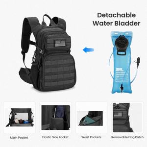 Mochila Táctica Negra LUPU, Impermeable, para Viajes al Aire Libre, Sistema Molle, 36-56L, Unisex, para Senderismo, con Logotipo Personalizado - Product Image 3