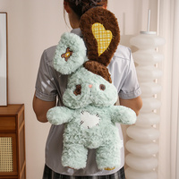 Sac à dos en peluche super doux en forme de lapin avec motifs brodés, personnalisable, rembourré en coton PP, idéal comme cadeau d'anniversaire