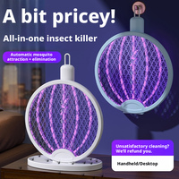 Raquette électrique domestique rechargeable pliable avec lumière UV, piège et tue-moustiques automatique, portée 21-30 m, autonomie 1-3h