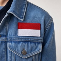 Patch brodé en tissu chenille drapeau d'Indonésie, thermocollant, personnalisé 3D avec dos auto-agrippant pour baskets et casquettes, cadeau