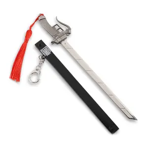 Porte-clés modèle épée éjectable en alliage de 22cm 17 Design avec fourreau et support dans un ensemble