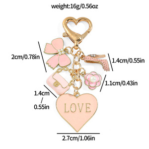 Valentines Day Heart Rose Envelope Keychain Romantic Pink Princess Style Keyring Cute <b>Small</b> <b>Gift</b> for Women and Girls Wholesale - Product Image 5