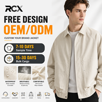 RCX ODM 秋季男士复古飞行员夹克翻领宽松休闲涤纶精纺外套前拉链防风透气