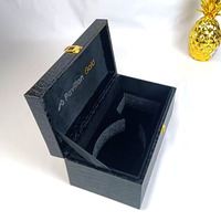 Boîte personnalisée en cuir de crocodile noir, boîte de luxe en bois pour outils à vin, parfums, rangement de vêtements, emballage