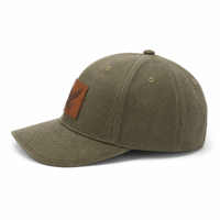 Casquette de baseball en daim avec patch en cuir personnalisé, 6 panneaux, style western vintage, structurée, avec logo brodé