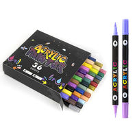 Set de stylos marqueurs acryliques à double pointe pointe fine pour graffiti Peinture à encre permanente Marqueur acrylique facile à utiliser