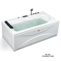 Baignoire balnéo rectangulaire moderne en acrylique de couleur blanche, disponible pour deux personnes et pour une personne.