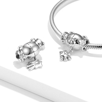 Bonbons ours charme réel 925 en argent Sterling mignon étoiles perles pour femmes bracelet à breloques collier mode fabrication de bijoux cadeau
