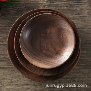 ถาดไม้วอลนัทสีดำทรงกลม ทำด้วยมือ สไตล์ญี่ปุ่น สำหรับใช้ในบ้าน - Product Image 5
