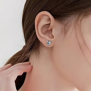 Orecchini a perno con motivo a inchiostro a forma di cuore per donna, accessori per le orecchie per l'ufficio e l'uso quotidiano - Product Image 2