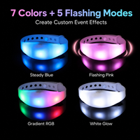 Bracelets lumineux télécommandés pour concerts, éclairage LED RGB multicolore, accessoires de fête, bracelet LED