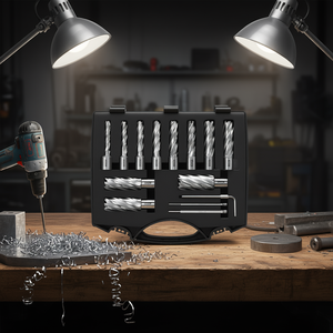 Juego de cortadores anulares de 13 piezas con vástago Weldon HSS de 7/16 pulgadas a 1 1/16 pulgadas de diámetro de corte y 2 pulgadas de profundidad para taladros de base magnética - Product Image 2