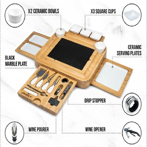 Ensemble cadeau personnalisé de 4 pièces : Planche à découper et <span class=keywords><strong>plateau</strong></span> de service surdimensionné pour fromages et charcuteries, avec tiroir - Product Image 3