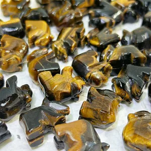 Wholesale Crystal Crafts Animal Small Size Carving Polishing Tiger Eye Mini Bear For Healing Decoration