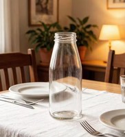 Bouteille en verre cylindrique pour jus de fruits 180 ml, réutilisable, écologique, avec bouchon hermétique pour smoothies et boissons froides