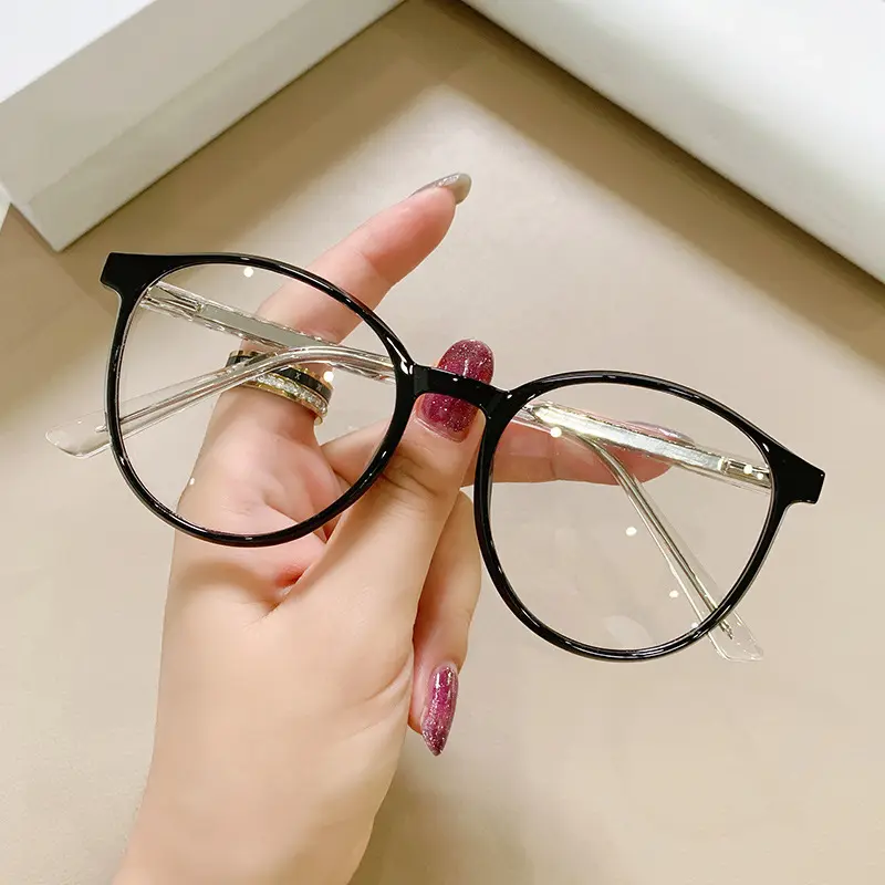 High quality custom myopia anti blue ray glasses gradient colorful frame eyewear retro round tr90 frame eyeglasses for young