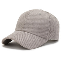 Venta al por mayor de pana lisa de 6 paneles sin estructura sombrero de papá bordado personalizado gorra de béisbol de pana