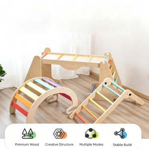 Ensemble de triangle Pikler, structure en bois pour enfants, jouets d'escalade Montessori, jouets d'escalade d'intérieur pour enfants, gymnase Montessori Pikler - Product Image 1