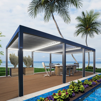 Kit de pergola bioclimatique extérieure en aluminium avec toit à lamelles, éclairage LED, taille personnalisée ou kits prêts à être expédiés
